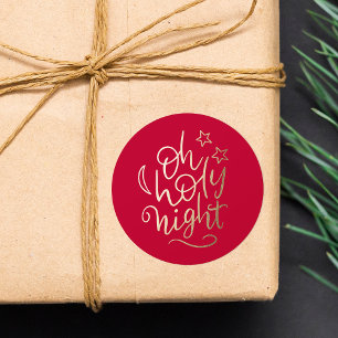 Adesivo Redondo Natal religioso Dourado e vermelho