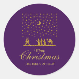 Adesivo Redondo Natal religioso, Nascimento de Jesus, Três Rei