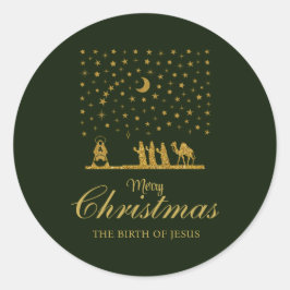 Adesivo Redondo Natal religioso, Nascimento de Jesus, Três Rei
