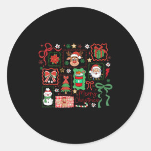 Adesivo Redondo Natal Reno Papai Noel Boneco de Neve Coquete Laço