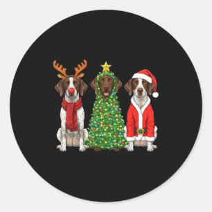 Adesivo Redondo Natal retrô alemão Pointer Santa Rei