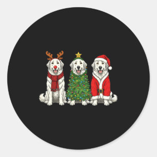 Adesivo Redondo Natal Retrô Cão São Bernardo Rena de Papai Noel 