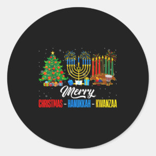 Adesivo Redondo Natal Retrô Feliz Hanukkah Kwanzaa Feliz Natal