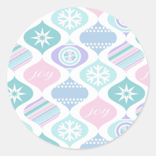 Adesivo Redondo Natal Retro Inverno Pastel