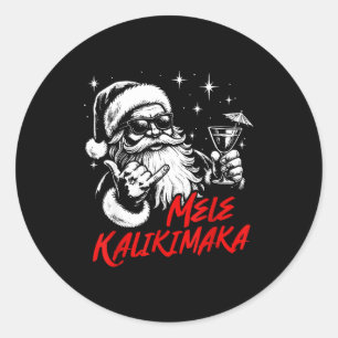 Adesivo Redondo Natal Retro Mele Kalikimaka Papai Noel Shaka Havaí
