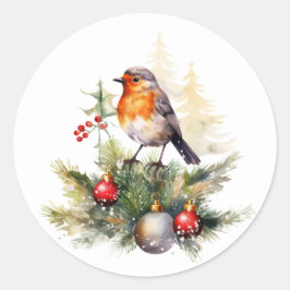 Adesivo Redondo Natal Robin Pine Baubles