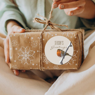 Adesivo Redondo Natal Robin Seasons saúda vida selvagem