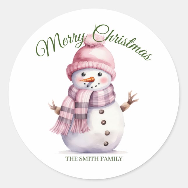 Adesivo Redondo Natal Rosa (Frente)