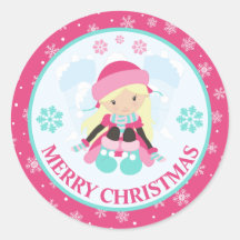 Natal Rosa e Azul Menina da Neve Inverno
