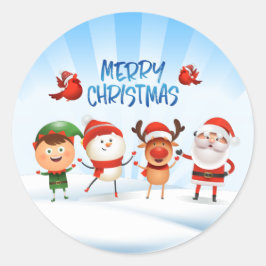 Adesivo Redondo Natal Rudolf A Reindeer e Amigos