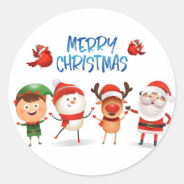 Adesivo Redondo Natal Rudolf A Reindeer e Amigos