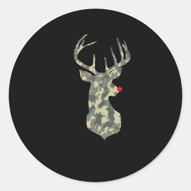 Adesivo Redondo Natal Rudolf Reindeer Red Nose camo hu (Frente)