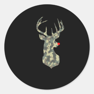 Adesivo Redondo Natal Rudolf Reindeer Red Nose camo hu