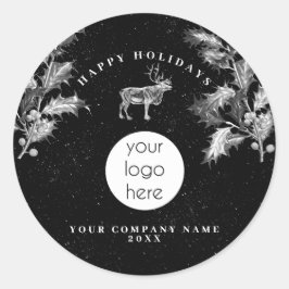Adesivo Redondo Natal Rustic Black White Holidy Business