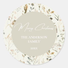 Adesivo Redondo Natal Rustic Botanical Wildflower