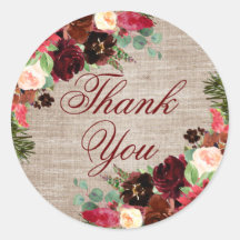 Natal Rústico Boho Floral Borgonha Obrigado