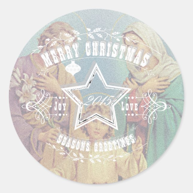 Adesivo Redondo NATAL Sagrada Família - Sticker (Frente)