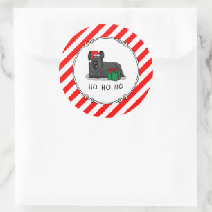 Adesivo Redondo Natal Santa Claus Hat Skye Terrier (preto)