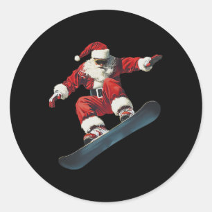 Adesivo Redondo Natal Santa Claus Snowboard Snowboard Snowboard Sn