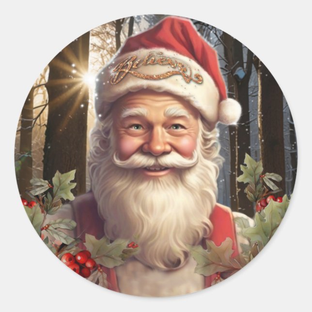 Adesivo Redondo Natal Santa Claus Snowland (Frente)