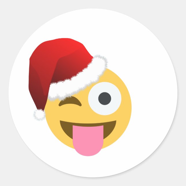 Adesivo Redondo natal santa claus winking emoji (Frente)