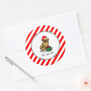 Adesivo Redondo Natal Santa Hat Tibetano Espanhol (Castanho)
