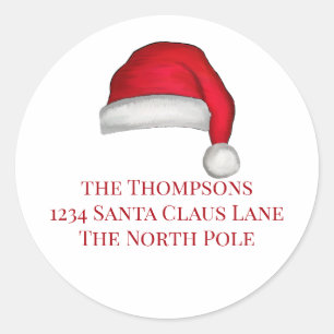 Adesivo Redondo Natal Santa Hat Whimsical Return Endereço