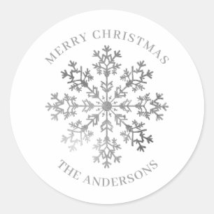 Adesivo Redondo Natal Silver Winter Snowflake