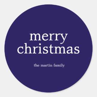 Adesivo Redondo Natal Simples Minimalista Moderno Azul