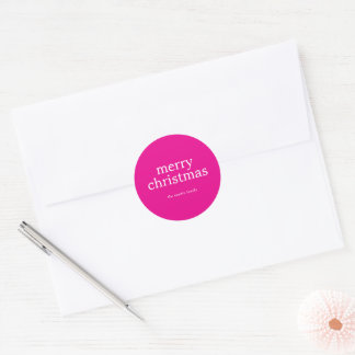 Adesivo Redondo Natal Simples Rosa Minimalista Moderna