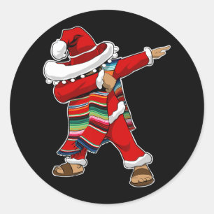 Adesivo Redondo Natal Sombrero Dabbing mexicano Serape Poncho S
