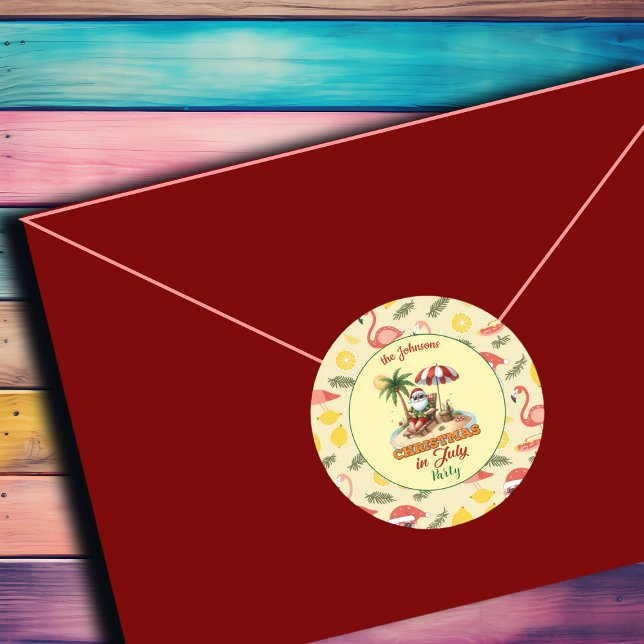 Adesivo Redondo Natal Tropical Beach e Papais noeis na Festa de ju (Criador carregado)