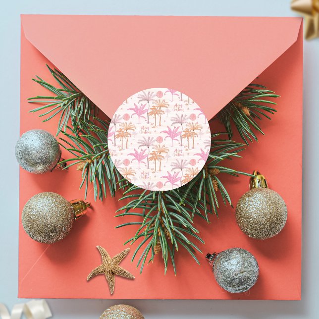 Adesivo Redondo Natal Tropical de Palmeiras (Criador carregado)