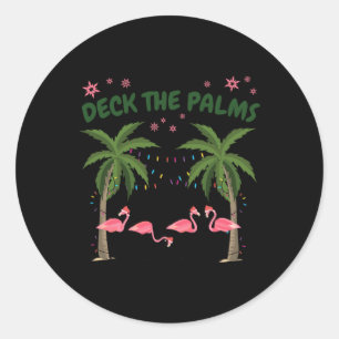 Adesivo Redondo Natal Tropical Flamingo Flórida Decorar As Palmeir