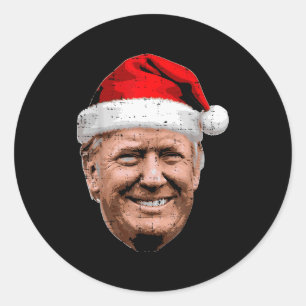 Adesivo Redondo Natal Trump Face Papai Noel Engraçado Xmas Meme Ho