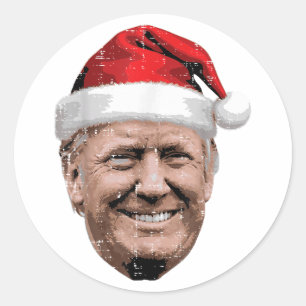 Adesivo Redondo Natal Trump Rosto Papai Noel Meme Engraçado do Nat