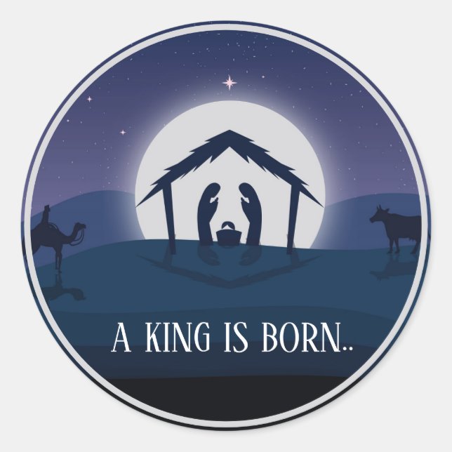 Adesivo Redondo Natal Um Rei é nascer (Frente)