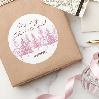 Adesivo Redondo Natal Única das Árvores Flores Rosa