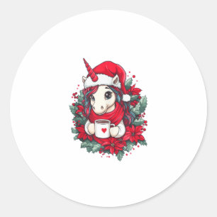 Adesivo Redondo Natal Unicorn Decor Girls Boys Natal