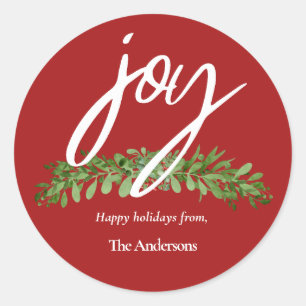 Adesivo Redondo Natal Vermelho de Script Moderno