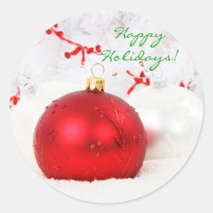 Adesivo Redondo Natal vermelho e branco boas festas mim
