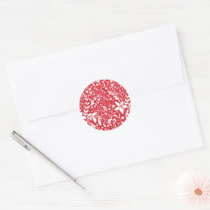 Adesivo Redondo NATAL VERMELHO E BRANCO Presente Floral
