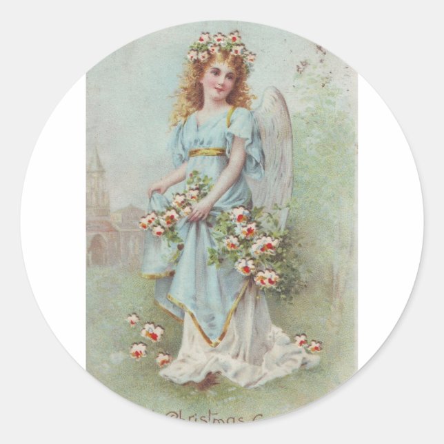 Adesivo Redondo Natal vintage Angel (Frente)