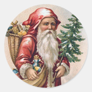 Adesivo Redondo Natal vintage - papai noel