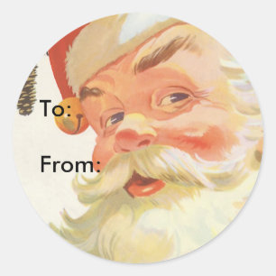 Adesivo Redondo Natal vintage, Papai Noel alegre com um segredo