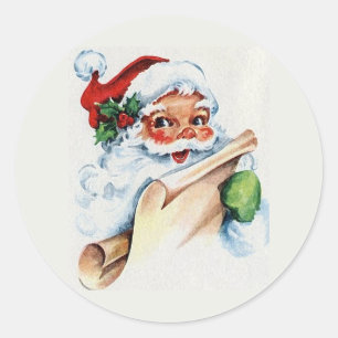 Adesivo Redondo Natal vintage Papai Noel com design de letra