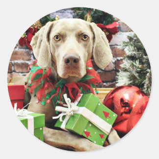 Adesivo Redondo Natal - Weimaraner - Lucy