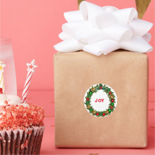 Adesivo Redondo Natal Wreath Joy