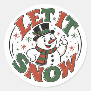 Adesivo Redondo Natalino Boneco de Neve Vintage Retro