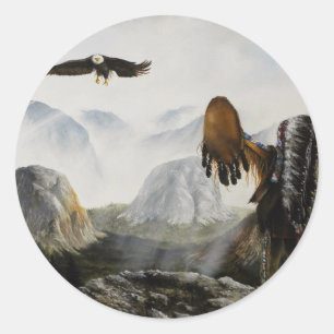 Adesivo Redondo Native American Painting~ Amigo de boas-vindas